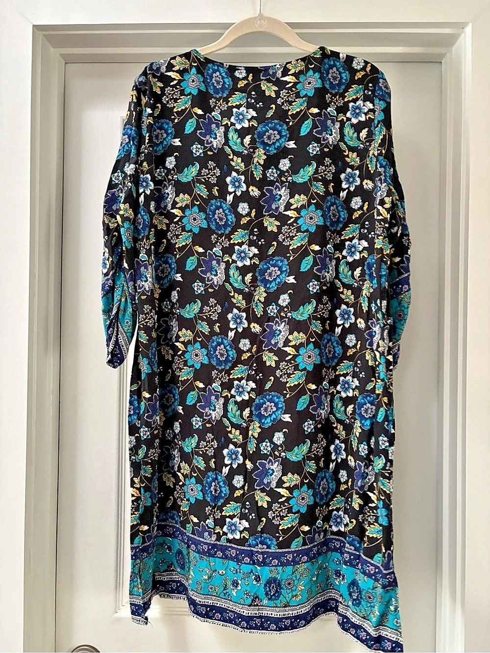 Floral Midi Dress in Black & Blue - Picture 9 of 12